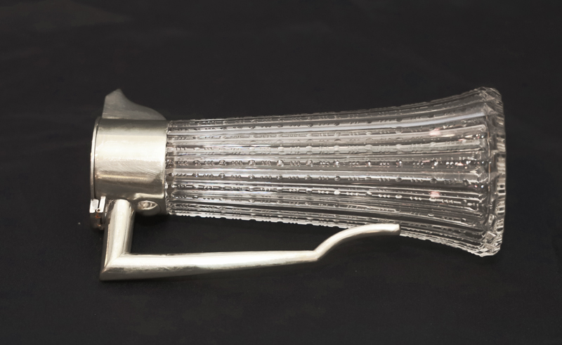 Jugendstil Likoer Glaset Karaffe Glasgarnitur versilbert