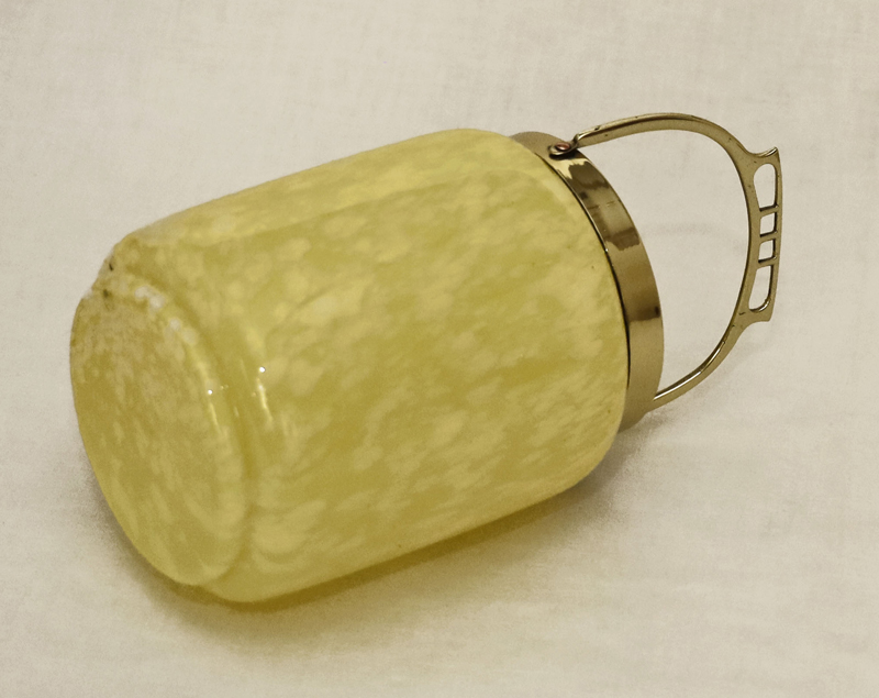 Jugendstil Glasdose Konfektdose Deckeldose Messing