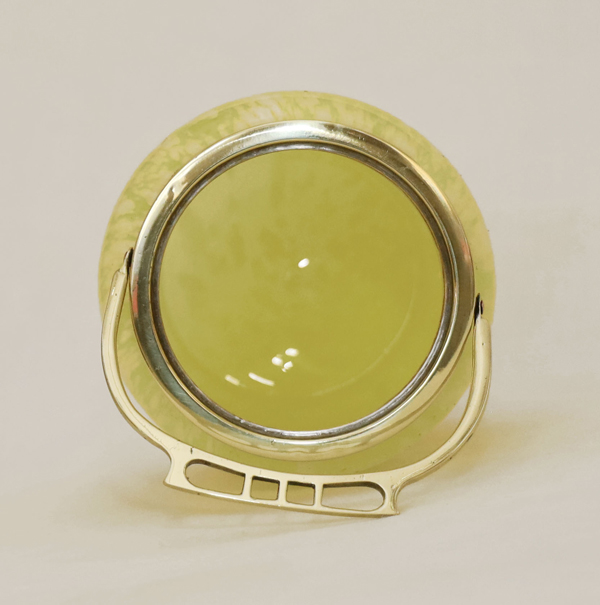 Jugendstil Glasdose Konfektdose Deckeldose Messing