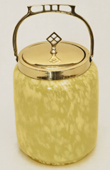 Jugendstil Glasdose Konfektdose Deckeldose Messing