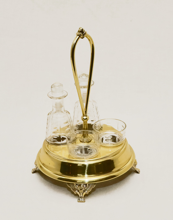 Jugendstil Menage Messing Glas