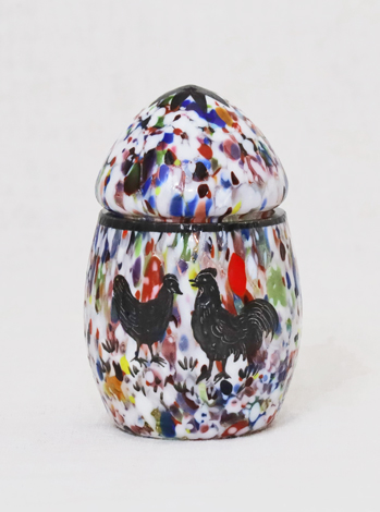 Murano Glasdose Millefiore Eiform