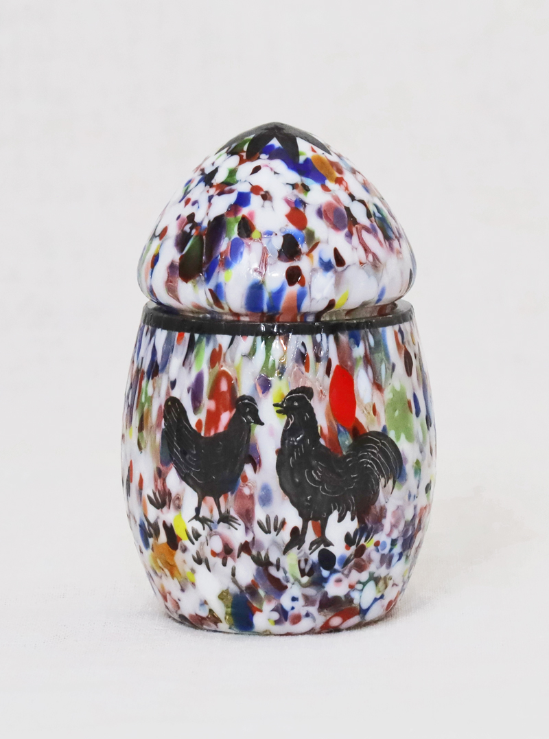 Murano Glasdose Millefiore Eiform