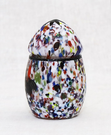 Murano Glasdose Millefiore Eiform