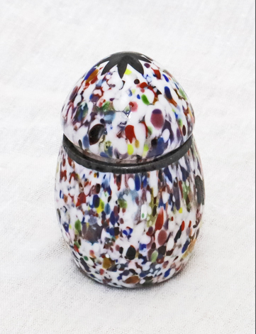 Murano Glasdose Millefiore Eiform