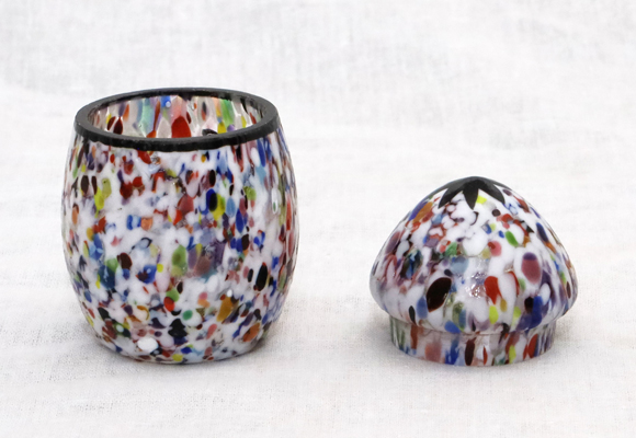 Murano Glasdose Millefiore Eiform