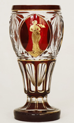 Art Deco Glaspokal rubinrot Kristallglas