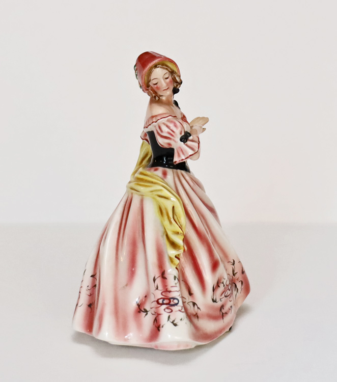Keramos Taenzerin tanzende Dame Trachtenkleid Keramik Wiener Kunstkeramik