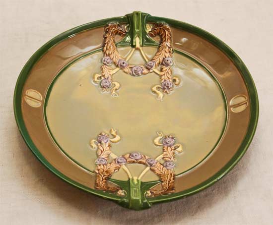 Eichwald Zierteller Jugendstil floraler Keramik Teller