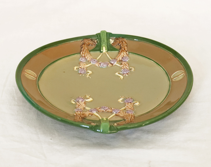 Eichwald Zierteller Jugendstil floraler Keramik Teller