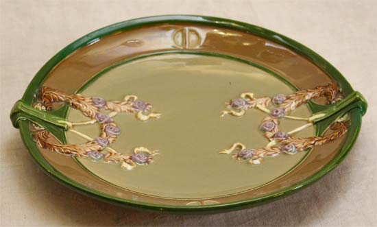 Eichwald Zierteller Jugendstil floraler Keramik Teller