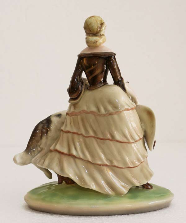 Keramos Figur Dame Windhund Keramik