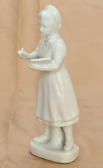 Keramik Figur Dame Stift Notizblock