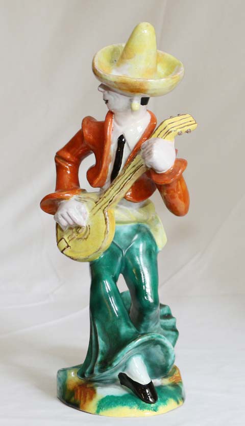 Marcel Goldscheider Keramikfigur Mexikaner Musikant Banjo