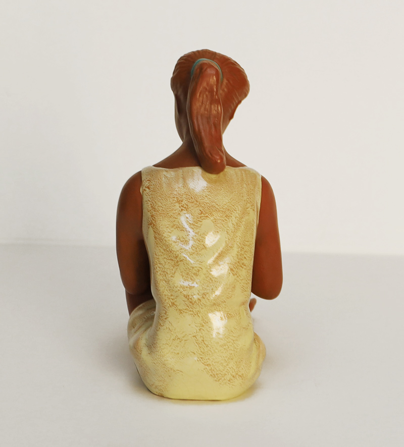 Goldscheider Keramik Figur Maedchen Floete