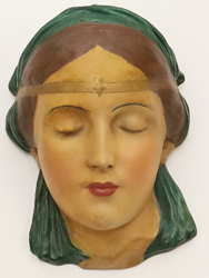 Goldscheider Wandmaske Keramik Madonnenkopf Damenkopf  Frauenkopf