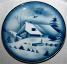 Keramik Wandteller Zierteller Winterlandschaft