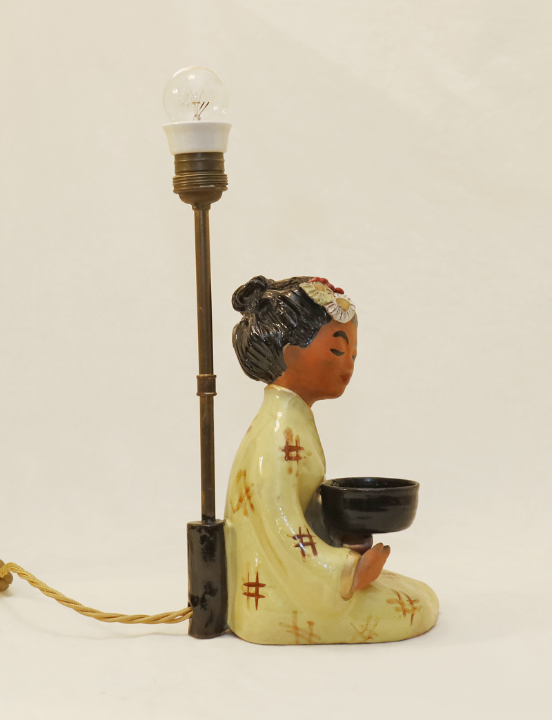 Chinesin Keramik Tischlampe Gretl Braun Bauer