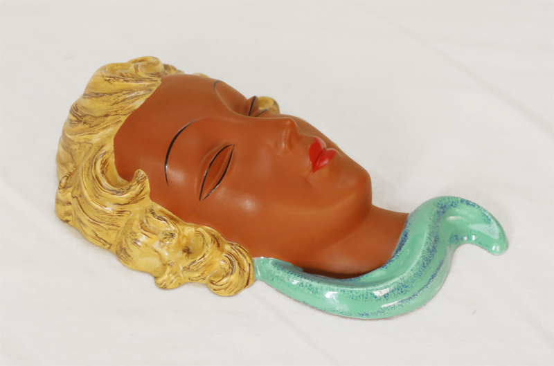 Keramik Thomasch Wandmaske Frauenkopf Damenkopf