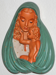 Kunstkeramik Prischl Keramik Wandmaske Madonna Kind