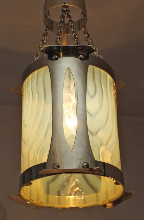 Jugendstil Laterne Luster Messing Lampe Opalglasschirm