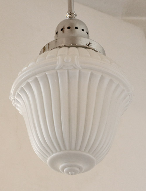 Art Deco Lampe Haengelampe vernickelt