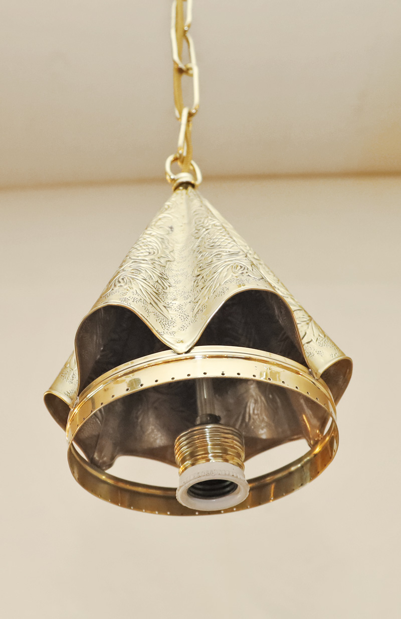 Jugendstil Haengelampe Messing Luster Glasstaebe