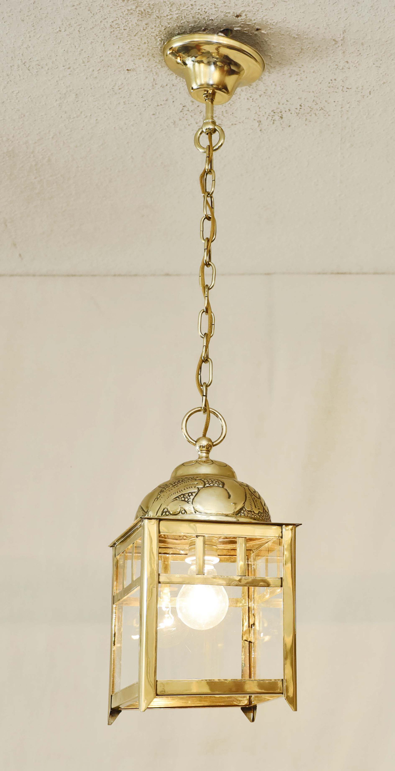 Jugendstil Ampel Messing Haengelampe