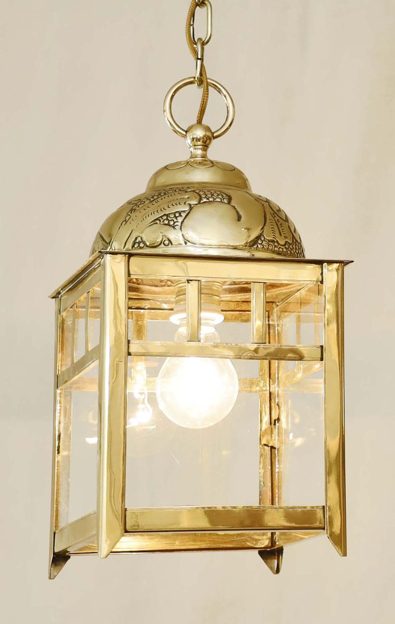 Jugendstil Ampel Messing Haengelampe