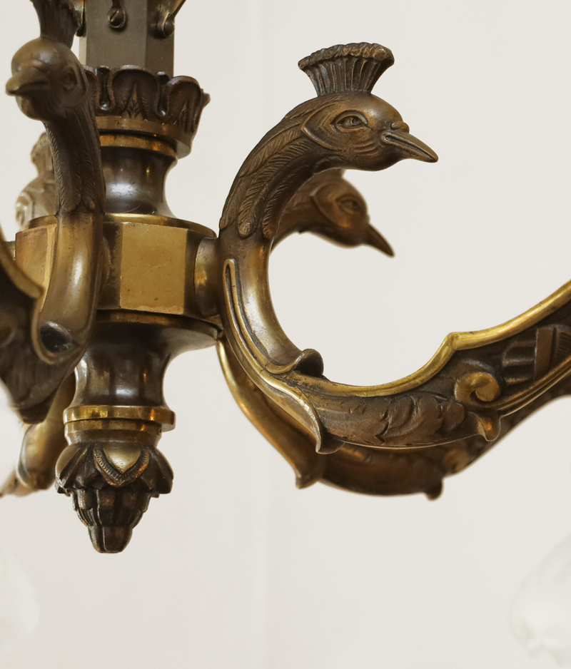 Antiker Bronze Luster Gruenderzeit Pfauenkopf