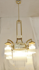 Jugendstil Luster Messing Lampe Glasstaebe