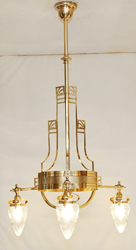 Repraesentativer Jugendstil Luster Messing Lampe 