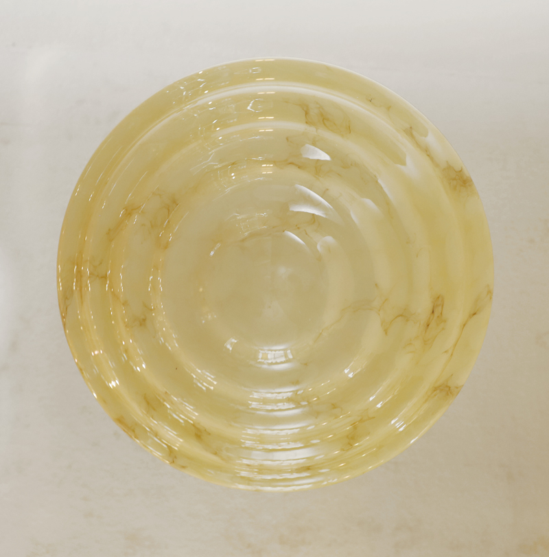 Art Deco Haengelampe vernickelt mormorierter Glasschirm