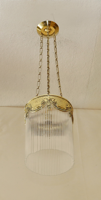 Jugendstil Lampe Messing Haengelampe Glasstaebe Luster
