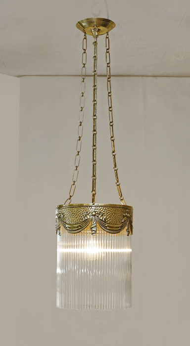 Jugendstil Lampe Messing Haengelampe Glasstaebe Luster