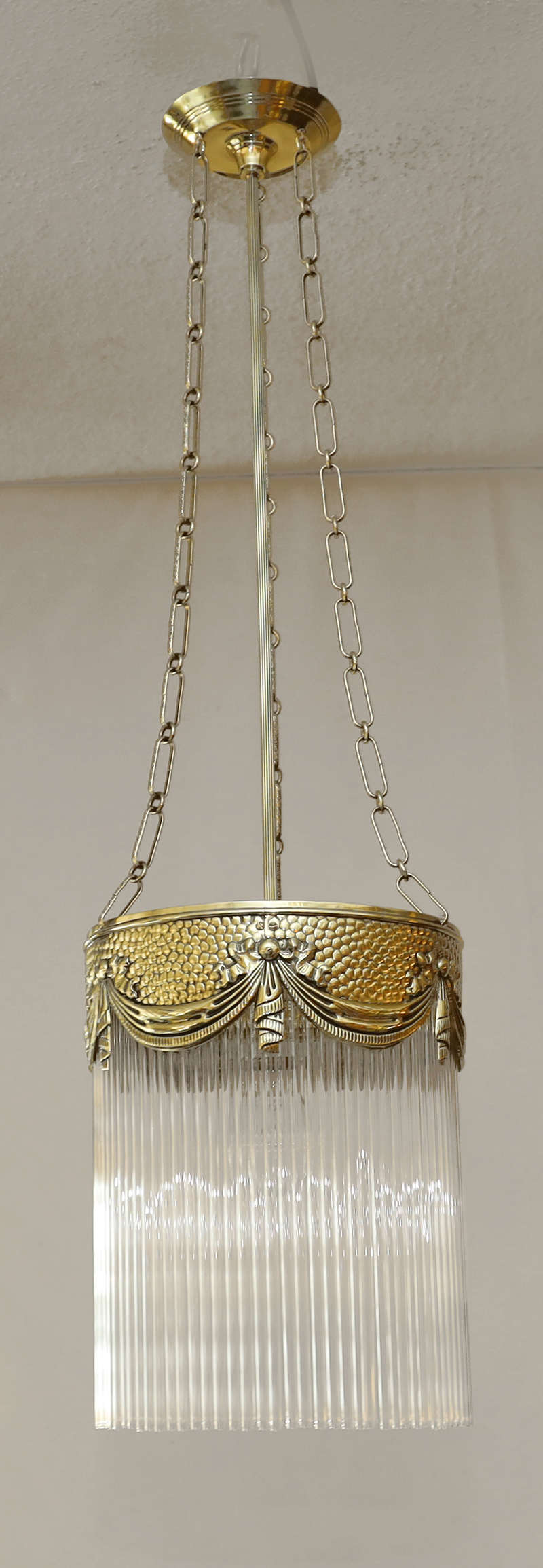 Jugendstil Lampe Messing Haengelampe Glasstaebe Luster
