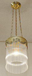 Jugendstil Lampe Messing Haengelampe Glasstaebe Luster