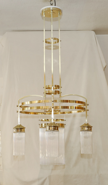 Jugendstil Messing Luster Glasstaebe