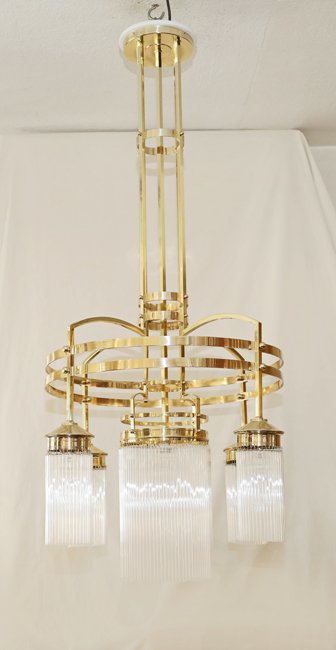 Jugendstil Messing Luster Glasstaebe