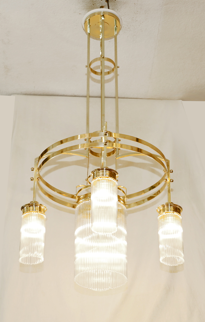 Jugendstil Messing Luster Glasstaebe