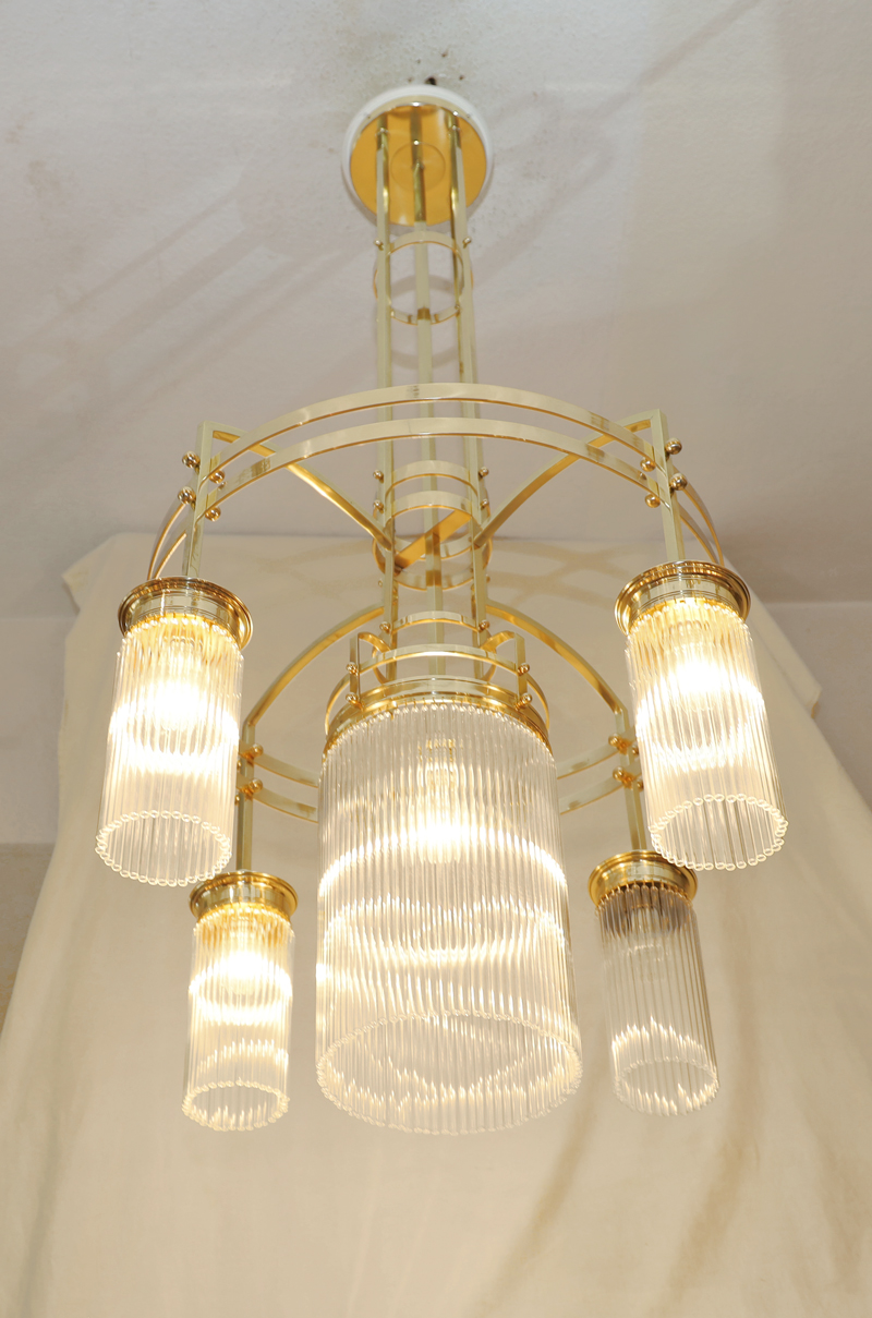 Jugendstil Messing Luster Glasstaebe