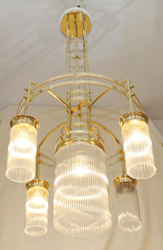 Jugendstil Messing Luster Glasstaebe