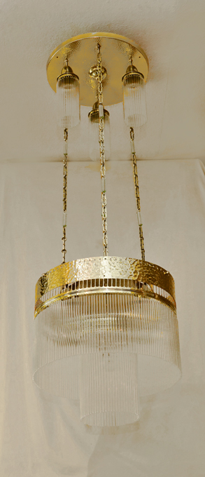 Jugendstil Messing Luster Glasstaebe