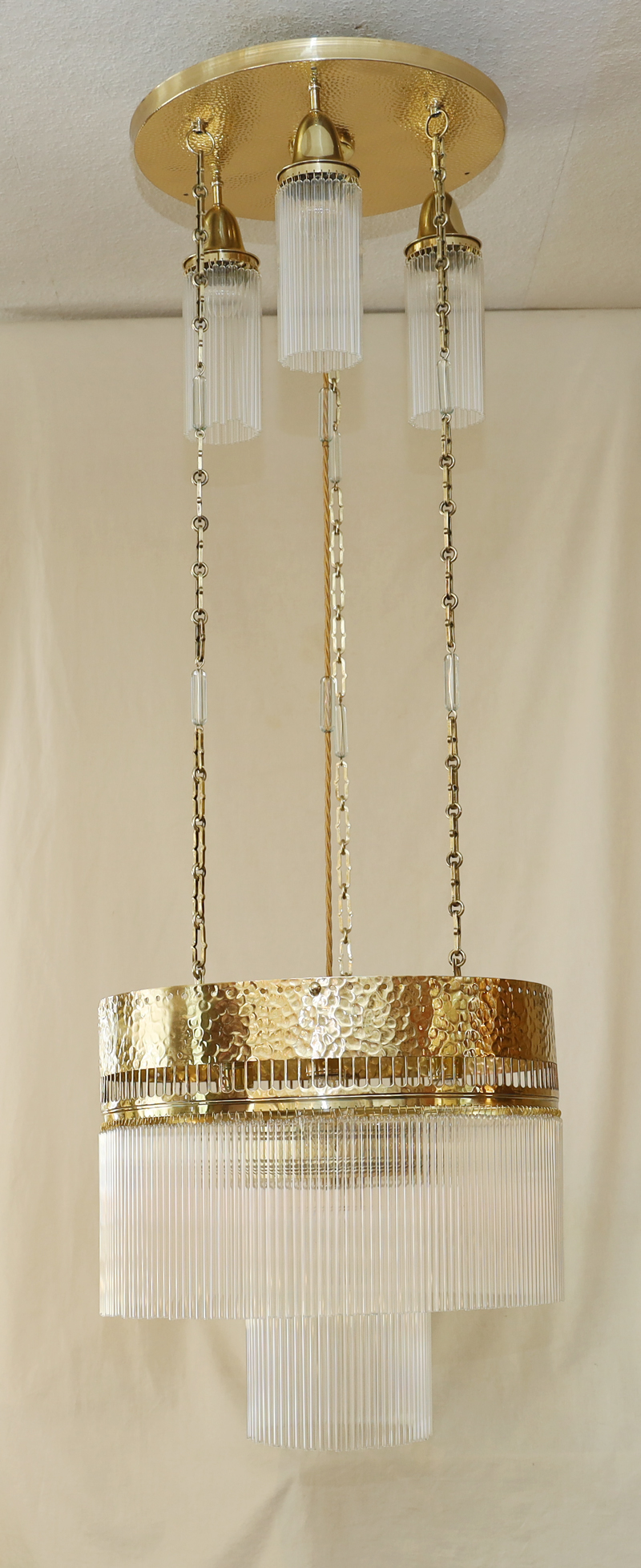 Jugendstil Messing Luster Glasstaebe