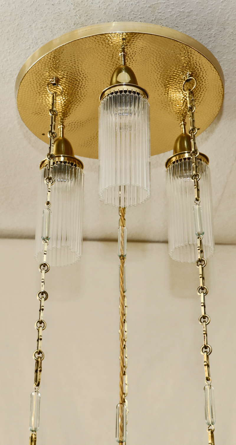 Jugendstil Messing Luster Glasstaebe