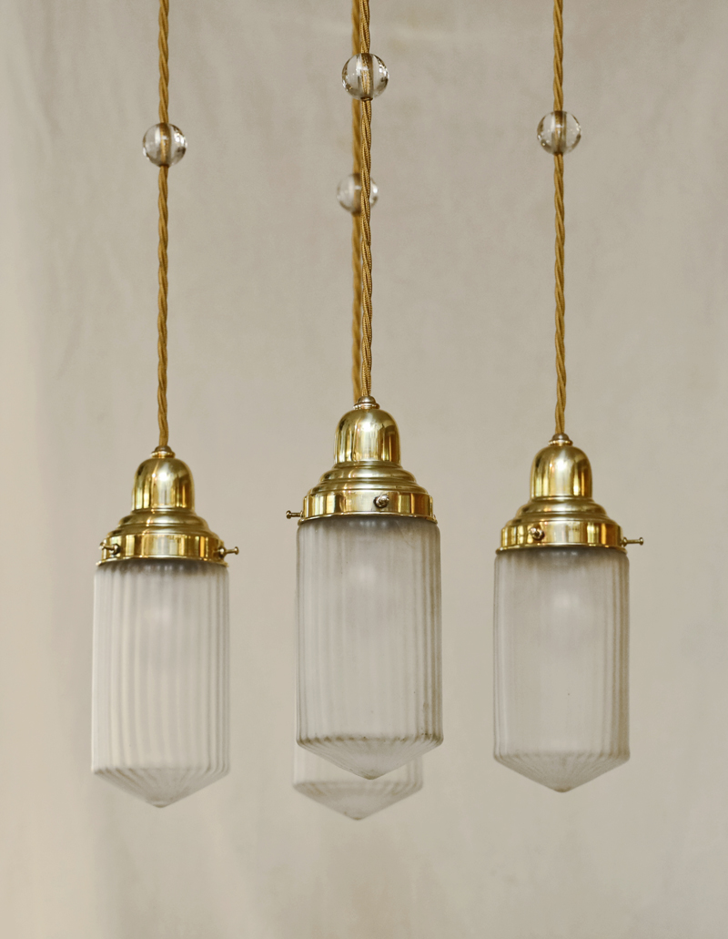 Jugendstil Luster Messing Lampe