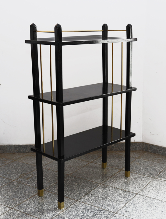 Jugendstil Regal Etagere schwarz B&uuml;cherregal Messing