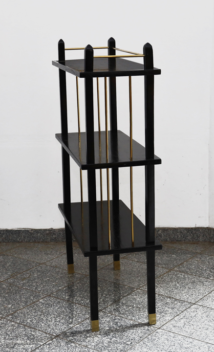 Jugendstil Regal Etagere schwarz B&uuml;cherregal Messing