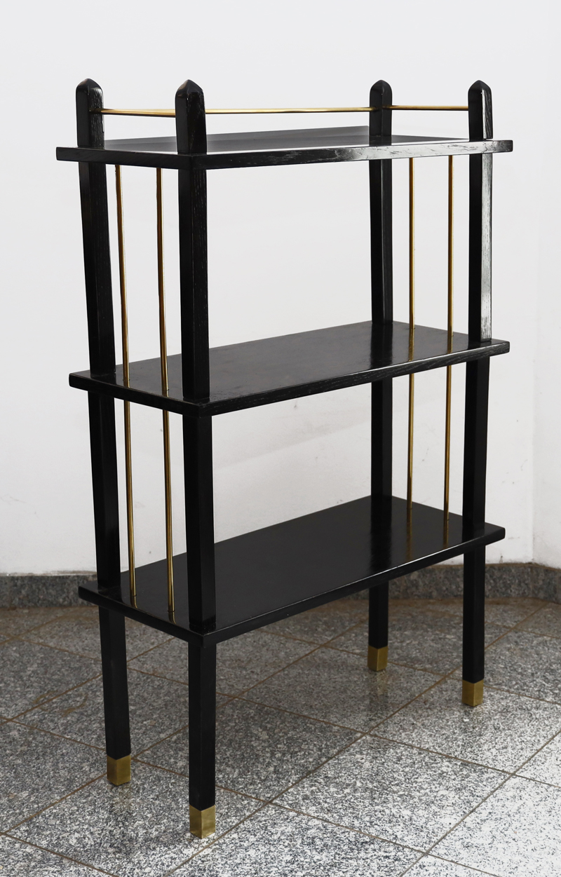 Jugendstil Regal Etagere schwarz B&uuml;cherregal Messing