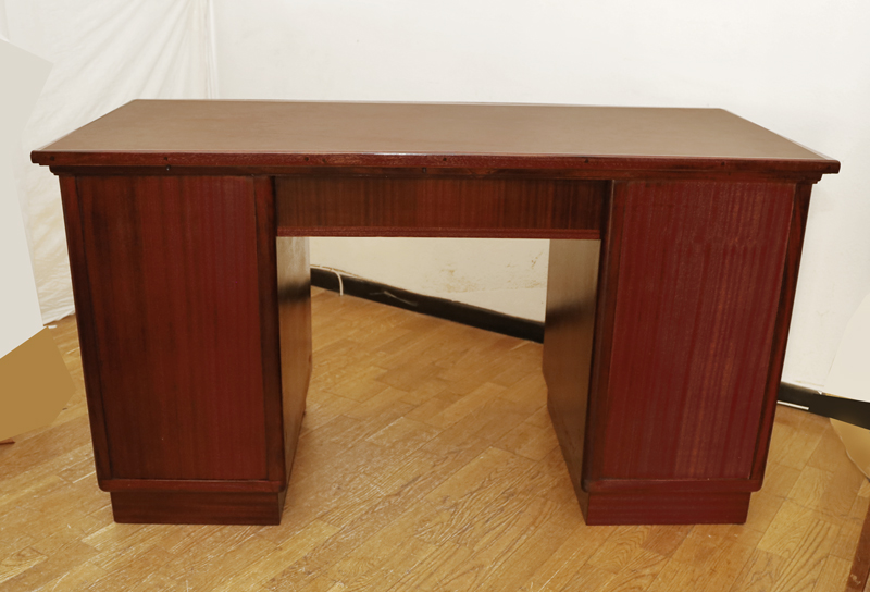 antiker Jugendstil Schreibtisch Mahagoni Messingbeschlaege